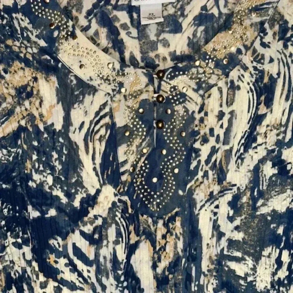 Maggie Barnes For Catherines Pleated Stretchy Top Blouse Plus Size OX 3/4 Sleeve - Picture 5 of 5